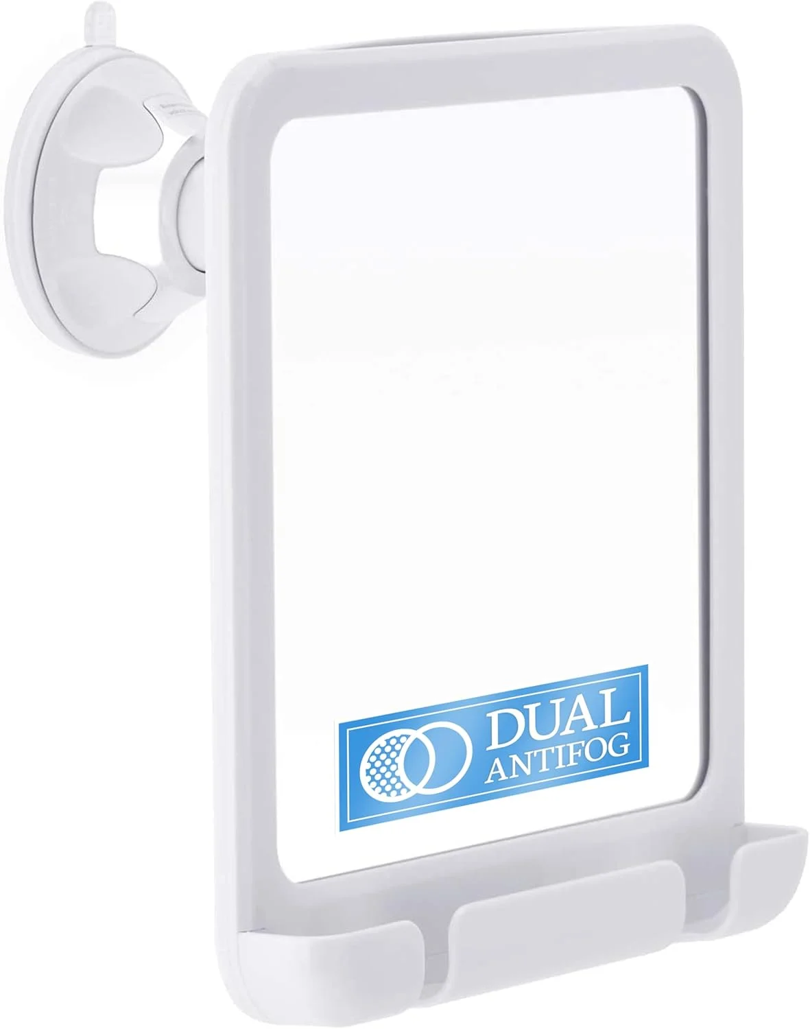 آینه حمام ضد بخار 2019 با جای تیغ و مکنده چسبی، نشکن و قابل حمل، 8 در 7 اینچ (سفید)
