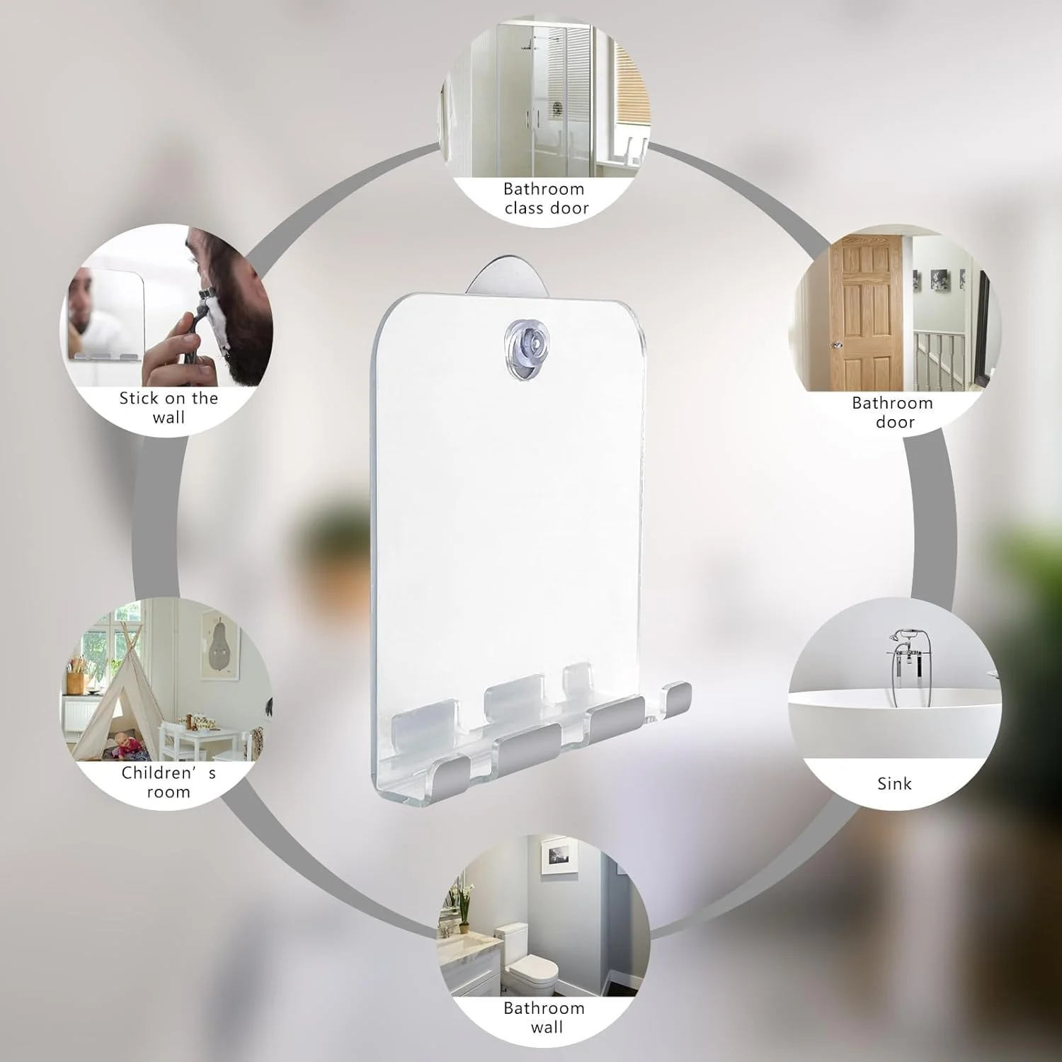 آینه بدون بخار حمام به همراه اسکویجی: آینه اصلاح ضد بخار و اسکویجی چند منظوره برای شیشه حمام، درها و پنجره ها - ایده آل برای اصلاح تمیز و نظافت بی عیب و نقص حمام