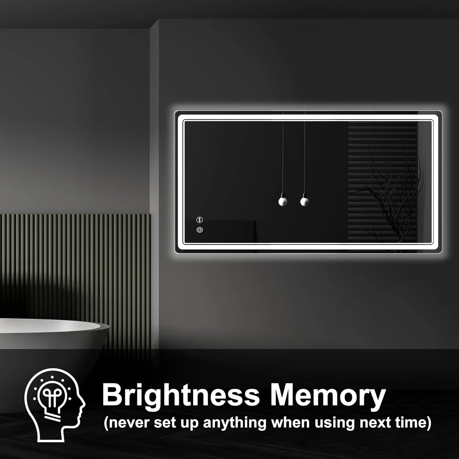 آینه آرایش بزرگ ال ای دی برای حمام با نور قابل تنظیم، ضد بخار، 70 در 140 سانتی متر