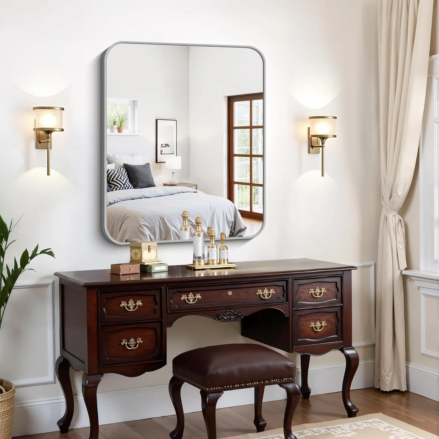 آینه مستطیلی نقره ای فورباث مناسب برای حمام، ابعاد 76x91 سانتی متر