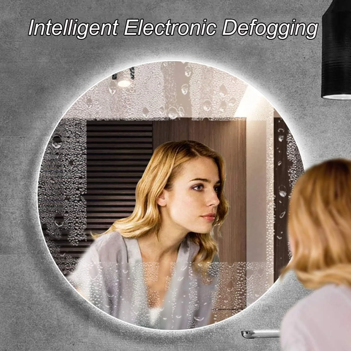 آینه حمام هوشمند LED با نور پس زمینه، آینه روشویی گرد بدون قاب با نور LED، ضد بخار ضد انفجار ضد آب با حسگر لمسی، نور گرم - 70 سانتی متر