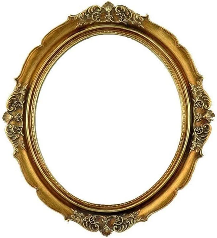 آینه آرایشی رومیزی، آینه بیضی شکل ایستاده مناسب برای میز آرایش، میز، اتاق خواب (طلایی)، آینه آرایشی خانگی با وضوح بالا