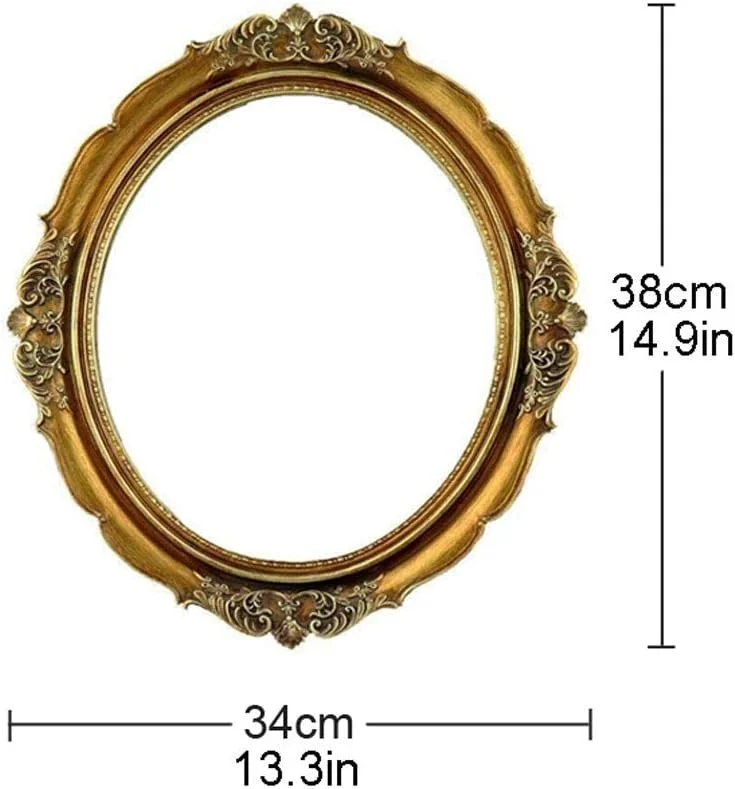 آینه آرایشی رومیزی، آینه بیضی شکل ایستاده مناسب برای میز آرایش، میز، اتاق خواب (طلایی)، آینه آرایشی خانگی با وضوح بالا