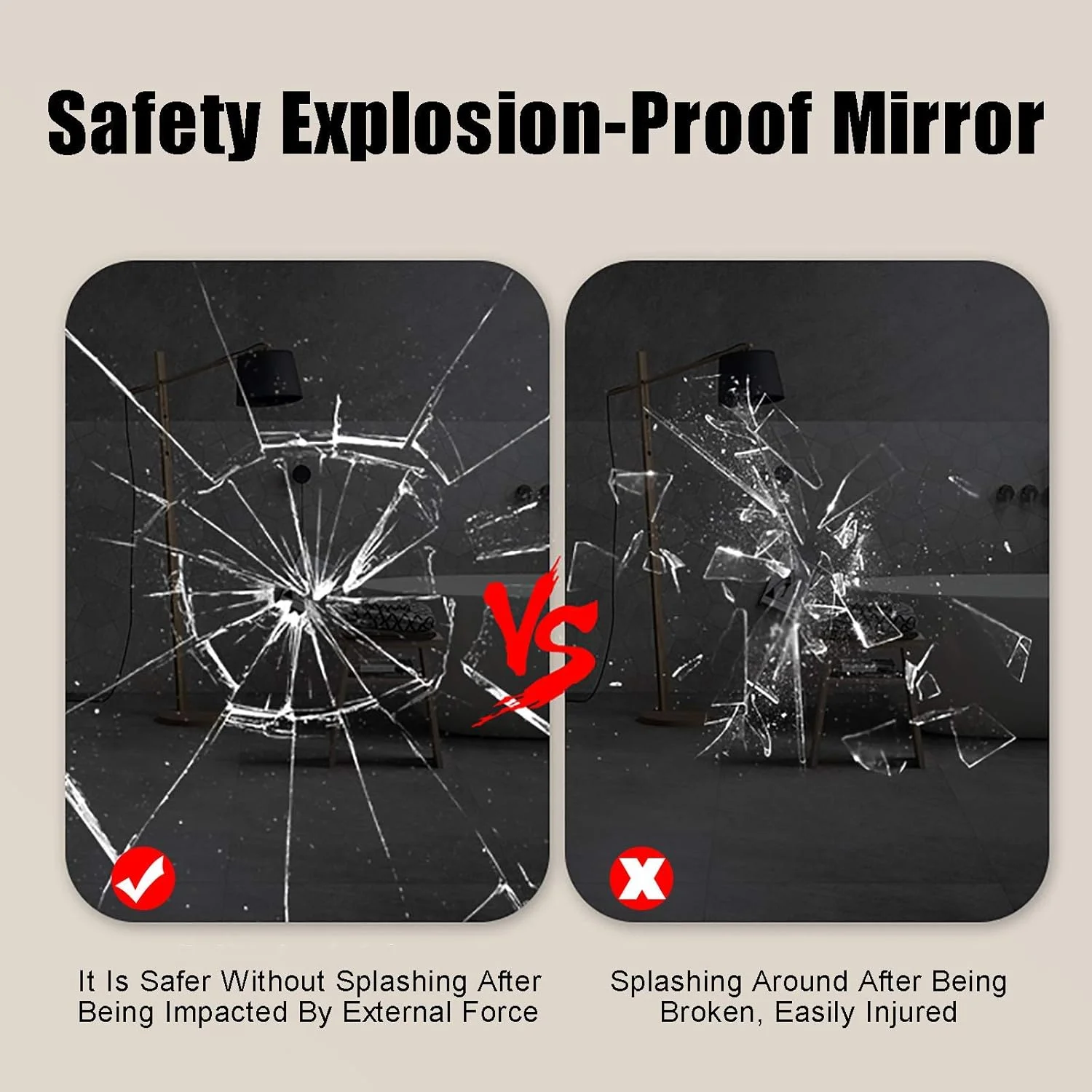 آینه حمام LED نورانی FURLOU، آینه دیواری آویز، آینه آرایش اتاق خواب با کلید لمسی روشنایی، 3 رنگ نور و روشنایی قابل تنظیم، Φ50cm/60cm/70cm/80cm