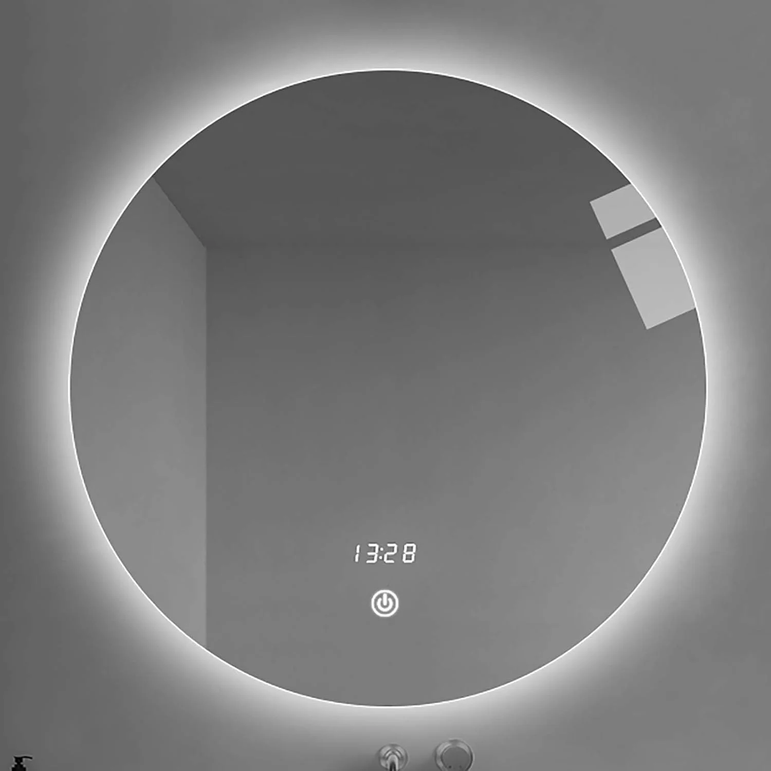 آینه گرد حمام نورپردازی شده FURLOU، آینه آرایشی اتاق خواب ضد بخار با 3 رنگ نور، حسگر لمسی و روشنایی قابل تنظیم، در اندازه های مختلف