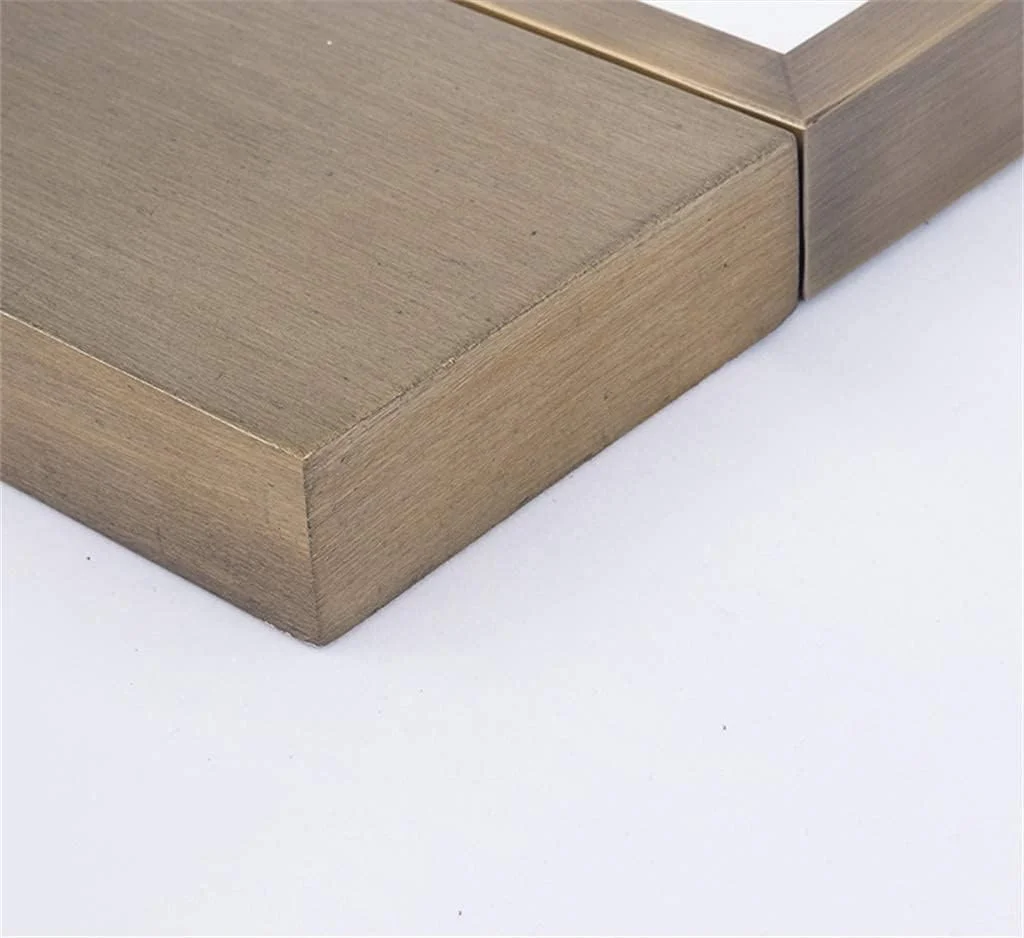 آینه دیواری استیل ضد زنگ نوردیک مناسب حمام، توالت، میز آرایش و اصلاح، ابعاد 50 و 70 سانتی متر، رنگ مسی آنتیک برس خورده