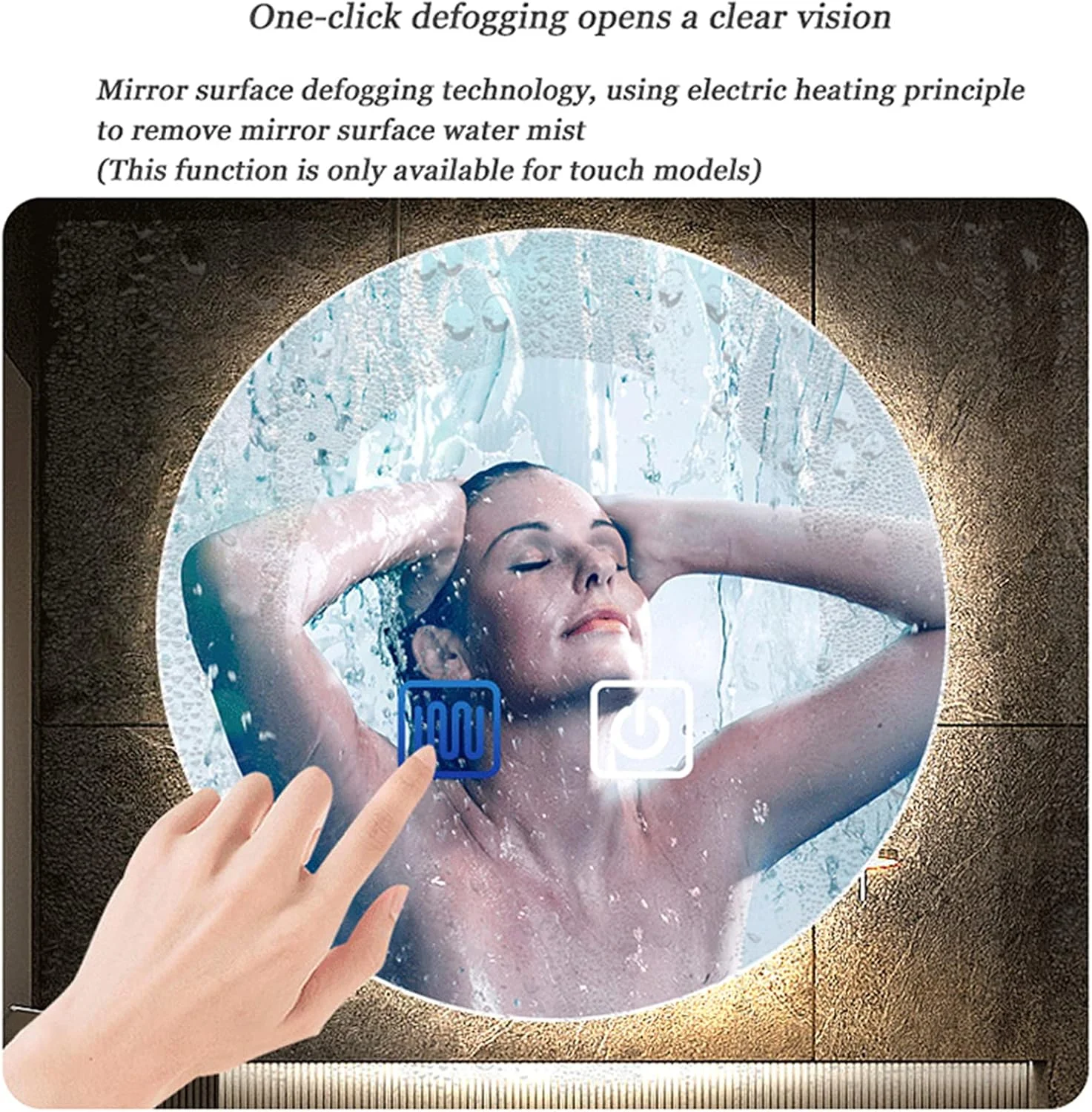 آینه ال ای دی حمام، آینه روشویی ضد بخار با نور ال ای دی، آینه حمام با دکمه لمسی هوشمند، 50 سانتی متر / 60 سانتی متر / 70 سانتی متر / 80 سانتی متر، قاب آلیاژ آلومینیوم، قاب نقره ای - 80 سانتی متر / 31.5 اینچ