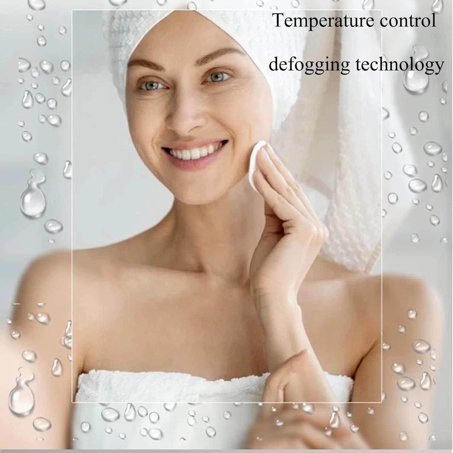 آینه حمام با نور پس زمینه LED، آینه روشویی دیواری ضد بخار با دکمه لمسی هوشمند، با قابلیت تنظیم نور 3000K-6000K، با نمایشگر تاریخ، زمان و دما، 80 سانتی متر