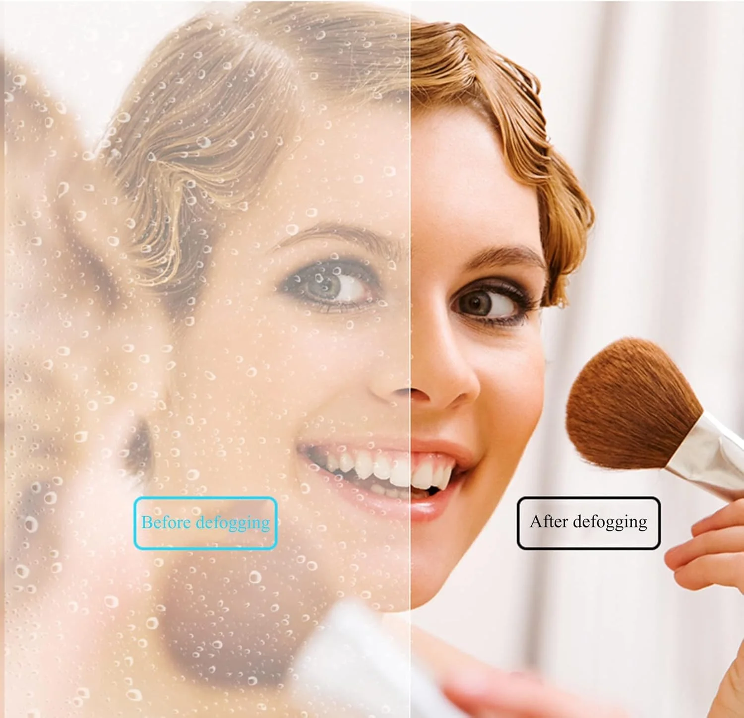 آینه حمام ال ای دی، آینه دیواری با کلید لمسی دیمر، آینه روشویی دیواری ضد بخار، نمایشگر دما و زمان، 50 سانتی متر / 60 سانتی متر / 70 سانتی متر / 80 سانتی متر، قاب مشکی، 70 سانتی متر / 27.5 اینچ