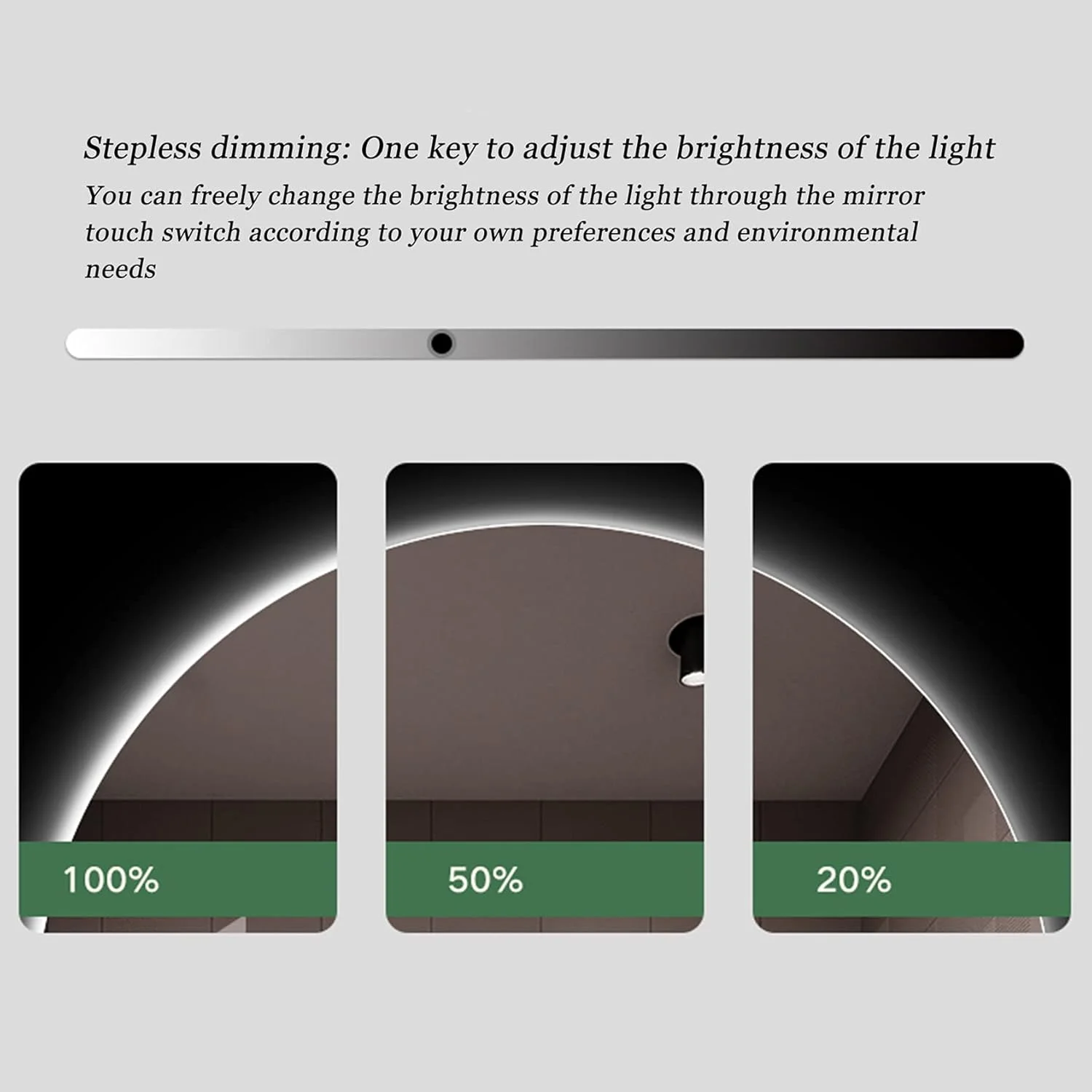 آینه گرد LED برای حمام، آینه حمام چراغ دار با دکمه لمسی هوشمند، آینه روشویی LED، نور سفید، 50cm / 60cm / 70cm / 80cm، آینه دیواری، 80cm/31.5in-60cm/24in