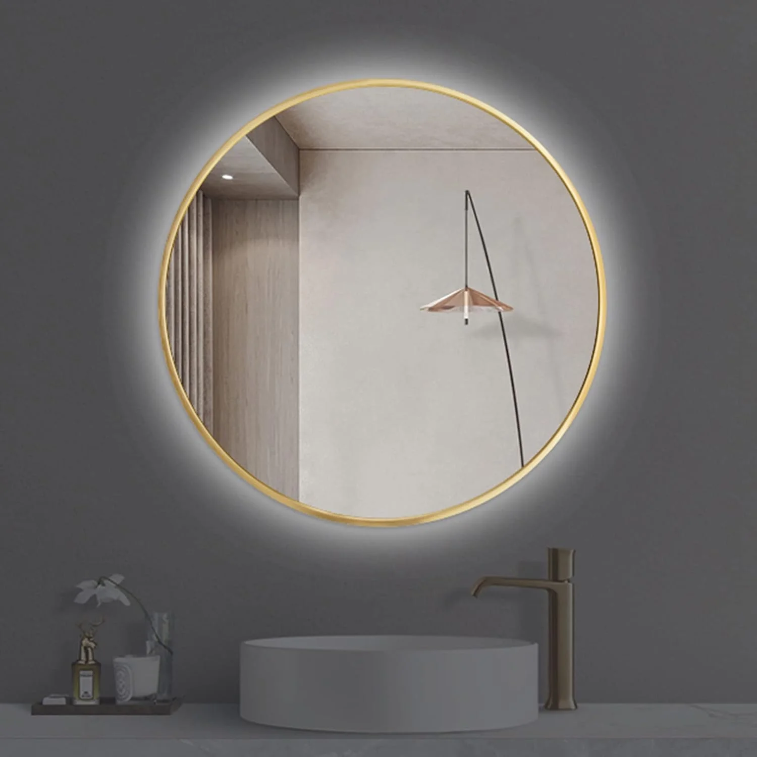 آینه حمام LED دیواری، نور سفید/نور گرم، ضد آب، مناسب برای خانواده یا هتل، آینه های آرایش LED حمام، قاب آلومینیومی، 50 سانتی متر / 60 سانتی متر / 70 سانتی متر / 80 سانتی متر، نور سفید-60 سانتی متر/24 اینچ