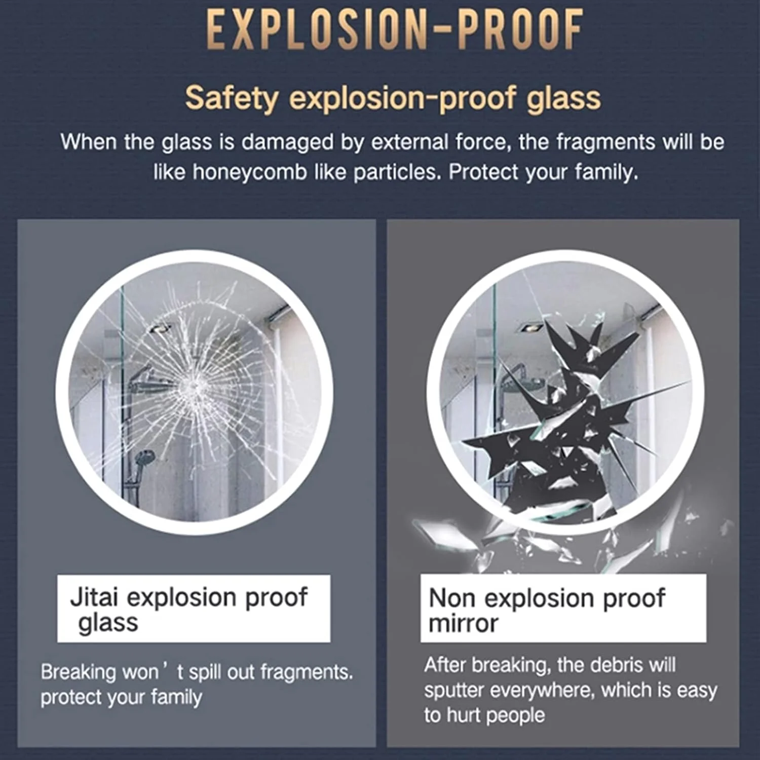 آینه حمام LED دیواری، نور سفید/نور گرم، ضد آب، مناسب برای خانواده یا هتل، آینه های آرایش LED حمام، قاب آلومینیومی، 50 سانتی متر / 60 سانتی متر / 70 سانتی متر / 80 سانتی متر، نور سفید-60 سانتی متر/24 اینچ