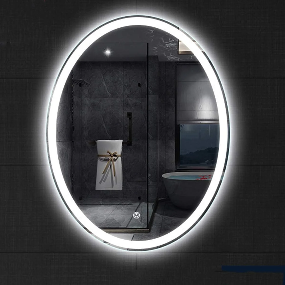 آینه روشویی LED نورانی، آینه های بیضی شکل حمام با نور LED، آینه دیواری، با کنترل لمسی حسگر ضد بخار و کم نور، نور گرم - 600MM×800MM