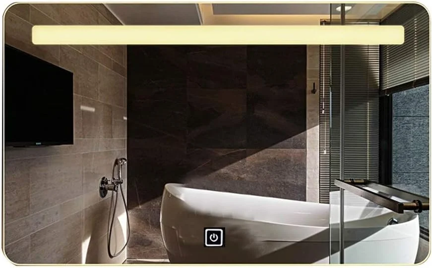 آینه حمام ال ای دی مدرن بدون قاب دیواری مستطیلی ضد بخار با صفحه لمسی مناسب برای اتاق خواب، اتاق نشیمن، راهرو، نور سفید مثبت - 75x120 سانتی متر