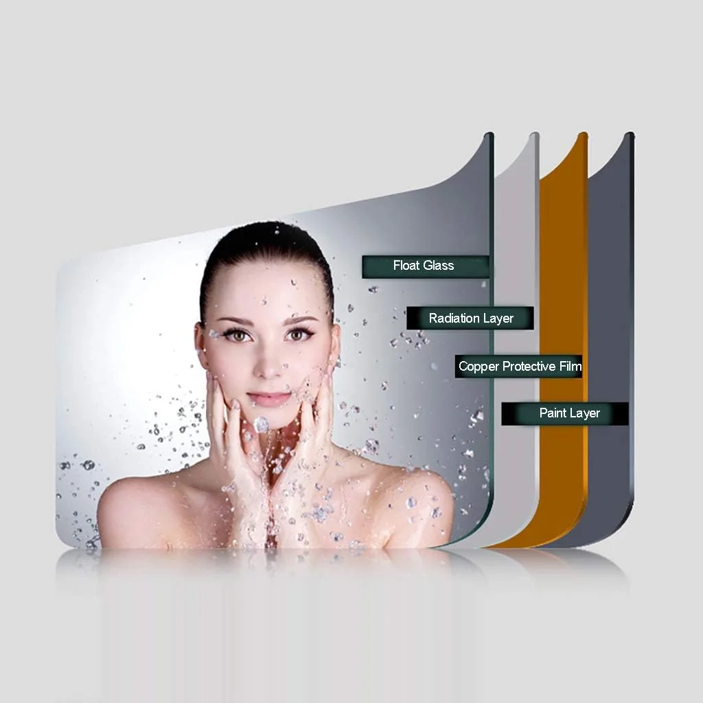 آینه حمام LED دیواری با نور پس زمینه، آینه گرد نورانی مناسب آرایش و روشویی منزل با دکمه لمسی، نور گرم/سفید، 60/70/80 سانتی متر، نور سفید - 70 سانتی متر بدون کلید