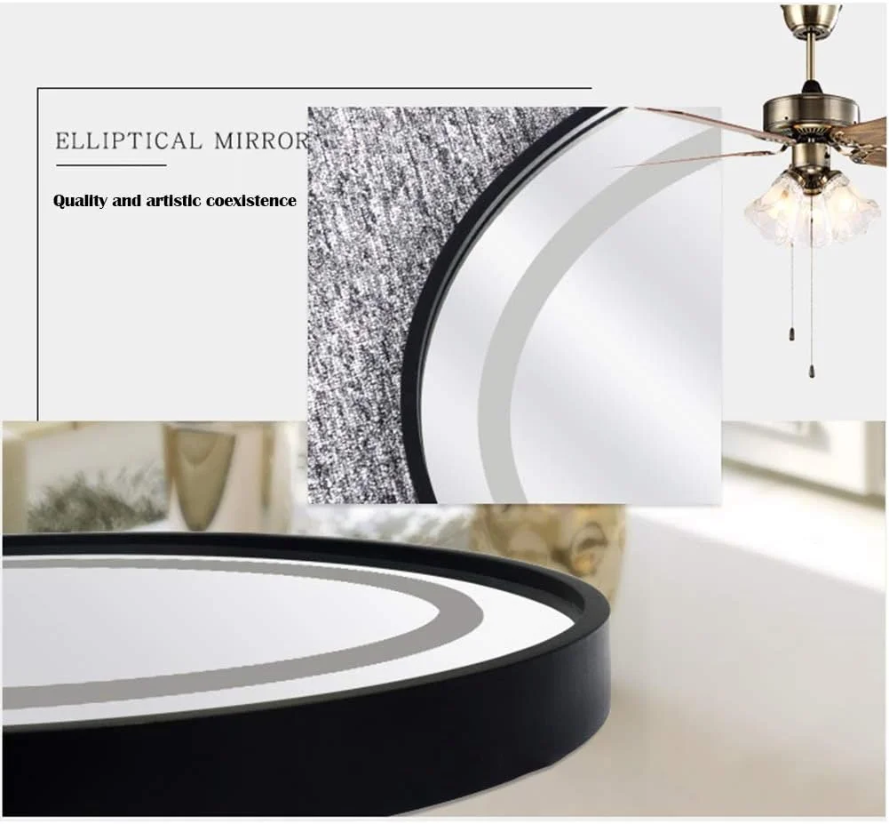 آینه روشویی ال ای دی دار، نصب دیواری با صفحه نمایش لمسی و نمایش زمان، مناسب حمام و اتاق خواب، قاب مشکی نور سفید - 60 * 80