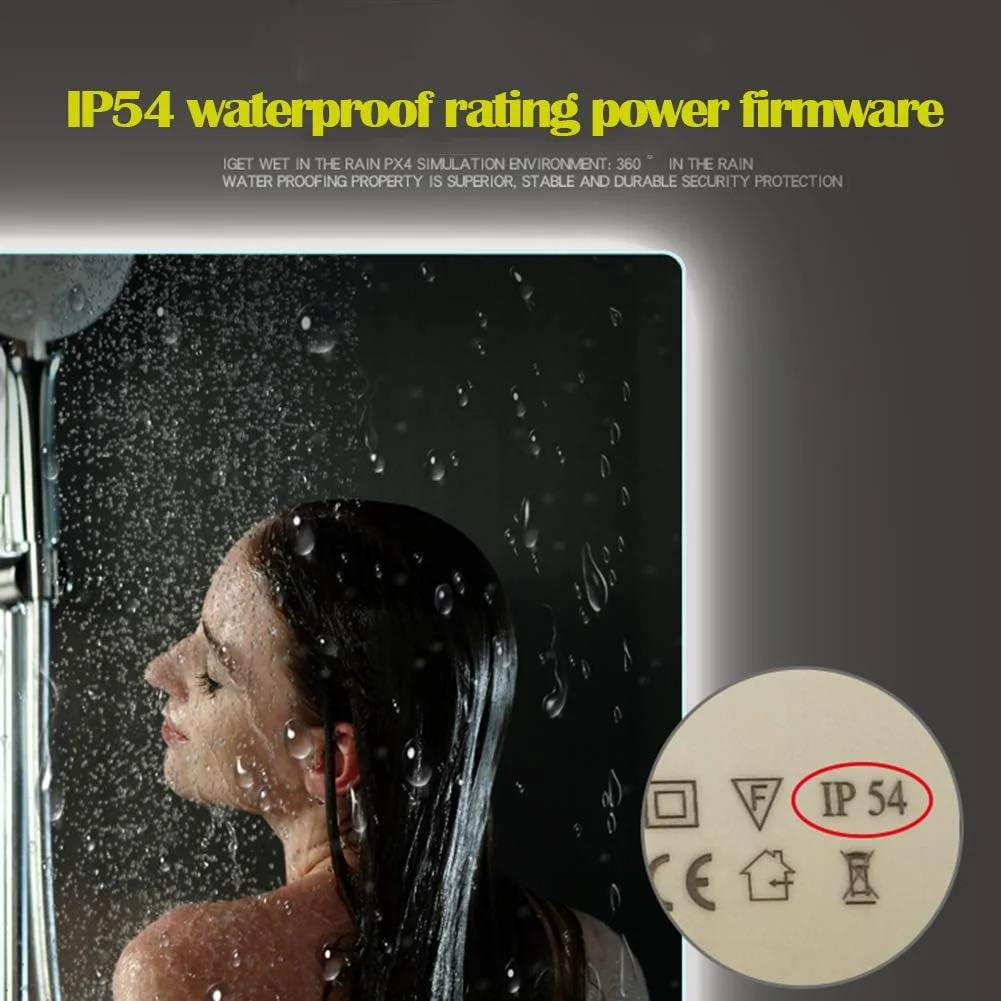 آینه روشویی دیواری، آینه حمام با نور LED، ضد آب IP54، با کلید، مناسب منزل، عمودی - 70 * 90 سانتی متر