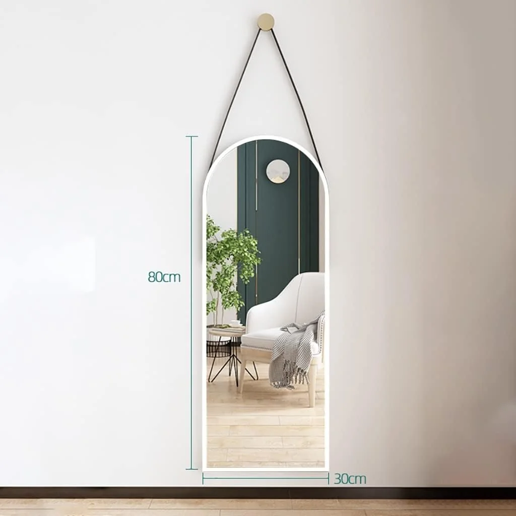 آینه دیواری آویز مستطیلی با بند آویز، آینه حمام، آینه آرایش، آینه میز آرایش اتاق خواب، آینه دکوری ورودی، آینه دیواری (رنگ: سفید، سایز: 80 * 30 سانتی متر)