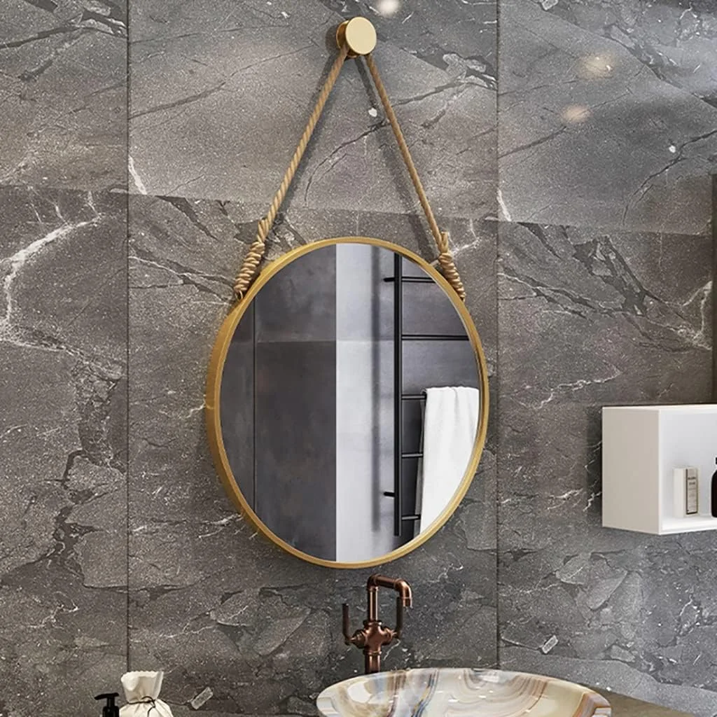 آینه گرد آویز، آینه دیواری با قاب فلزی گرد، آینه حمام، آینه آرایش، آینه روشویی اتاق خواب، آینه تزئینی ورودی، آینه با قاب فلزی (رنگ: طلایی، اندازه: 50 سانتی متر / 19.7 اینچ) آینه گرد آویز، آینه دیواری با قاب فلزی گرد، آینه حمام، آینه آرایش، آینه روشویی اتاق خواب، آینه تزئینی ورودی، آینه با قاب فلزی (رنگ: طلایی، اندازه: 50 سانتی متر / 19.7 اینچ)