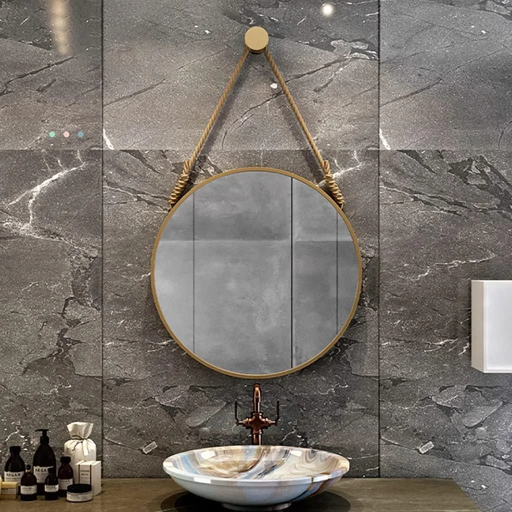 آینه گرد آویز، آینه دیواری با قاب فلزی گرد، آینه حمام، آینه آرایش، آینه روشویی اتاق خواب، آینه تزئینی ورودی، آینه با قاب فلزی (رنگ: طلایی، اندازه: 50 سانتی متر / 19.7 اینچ) آینه گرد آویز، آینه دیواری با قاب فلزی گرد، آینه حمام، آینه آرایش، آینه روشویی اتاق خواب، آینه تزئینی ورودی، آینه با قاب فلزی (رنگ: طلایی، اندازه: 50 سانتی متر / 19.7 اینچ)