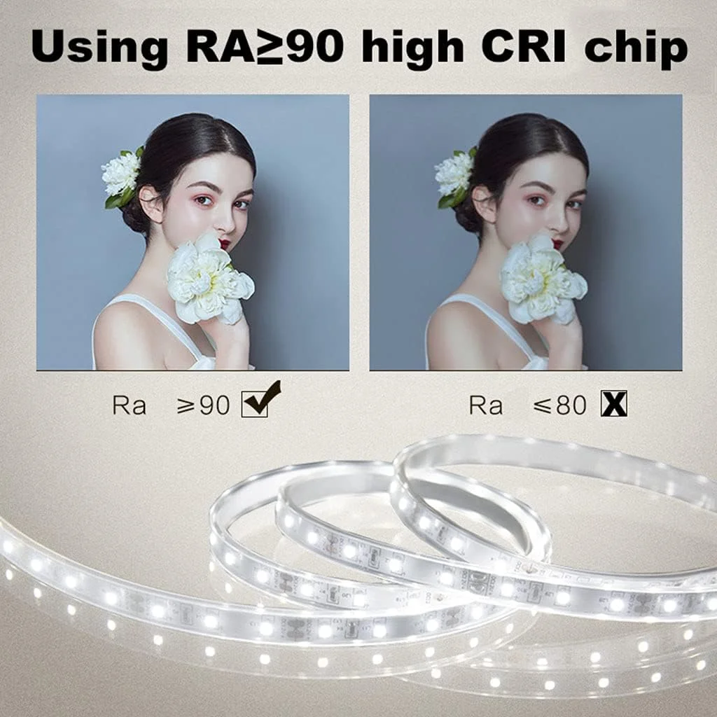 آینه آرایشی/حمام دیواری با نور پس زمینه، دکور دیواری منزل، آینه حمام ال ای دی، نصب شده روی دیوار با نور