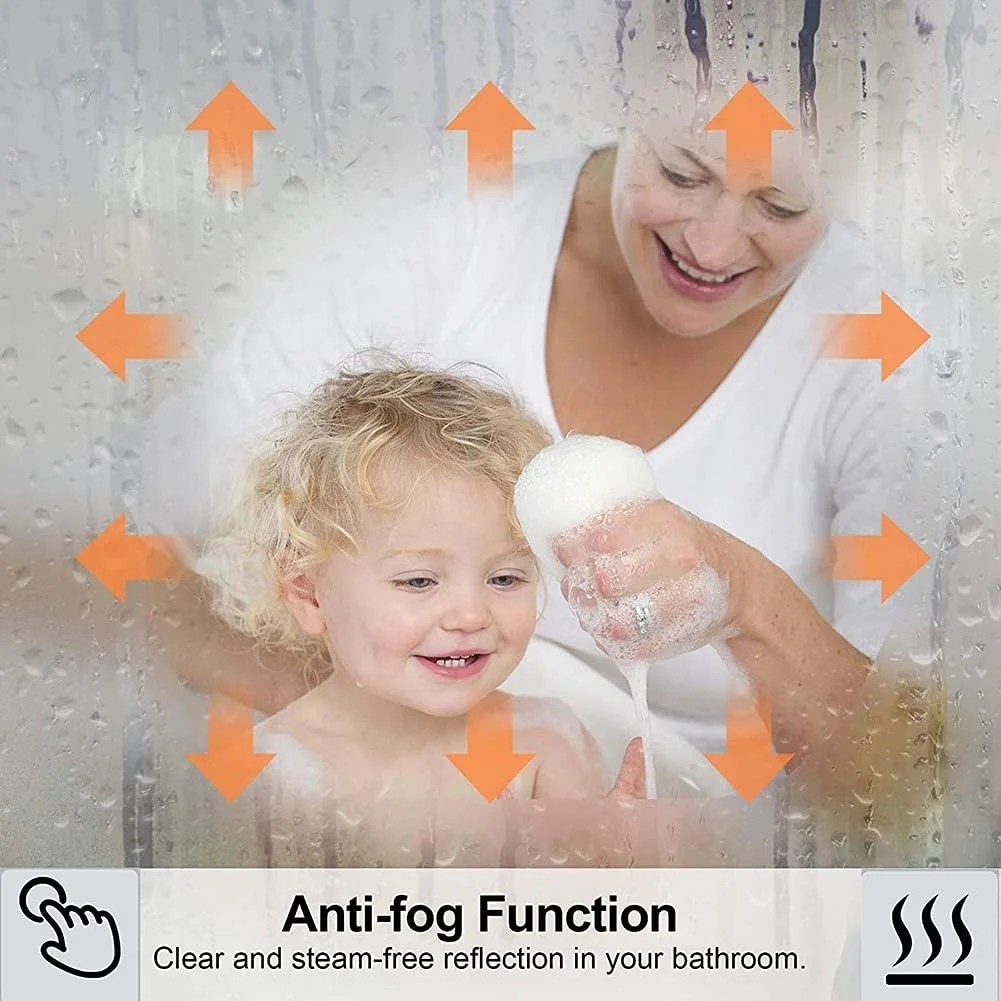 آینه حمام با چراغ های ال ای دی مناسب اتاق پرو، اتاق خواب، هتل و سرویس بهداشتی، 500x500mm/700x700mm/900x900mm، آینه دیواری با پد ضد بخار، IP44، حسگر لمسی (نور گرم + ضد مه)