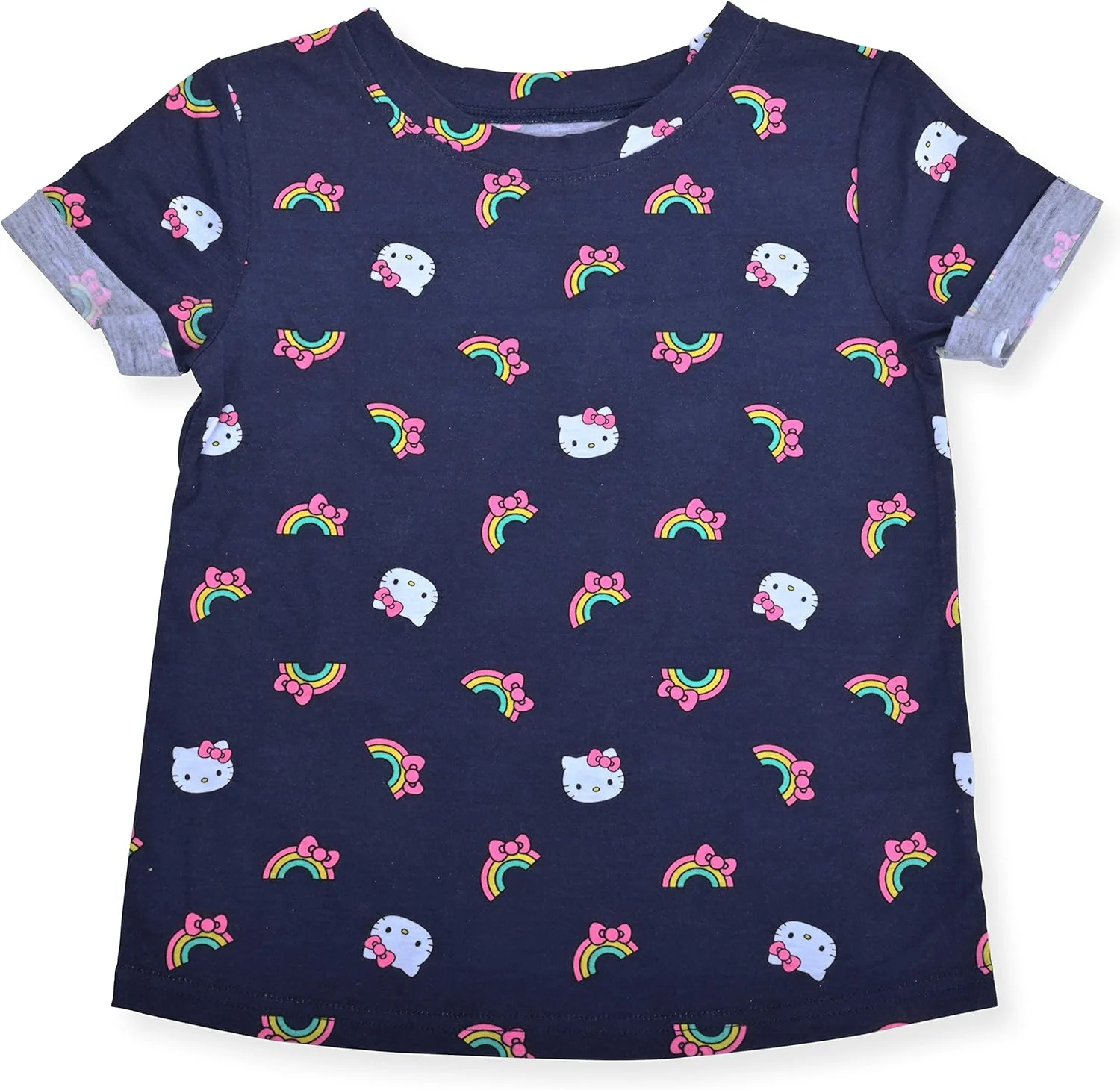 ست سه تکه تی شرت چاپی، تاپ رکابی فشن و شورت ورزشی دخترانه هلو کیتی، لباس های تابستانی شیک برای دختر کوچولو