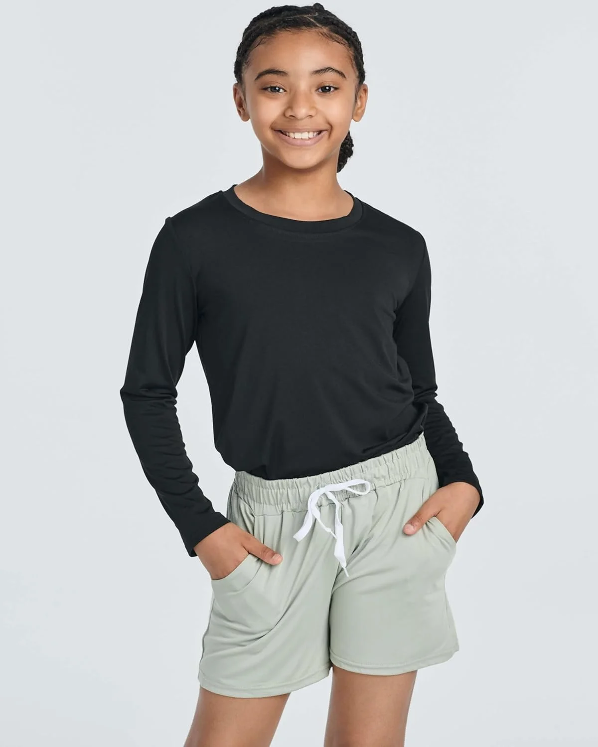 ست 4 عددی تیشرت آستین بلند دخترانه، مناسب فعالیت های ورزشی، یوگا، باشگاه و استفاده روزمره - سایز M (10-12)