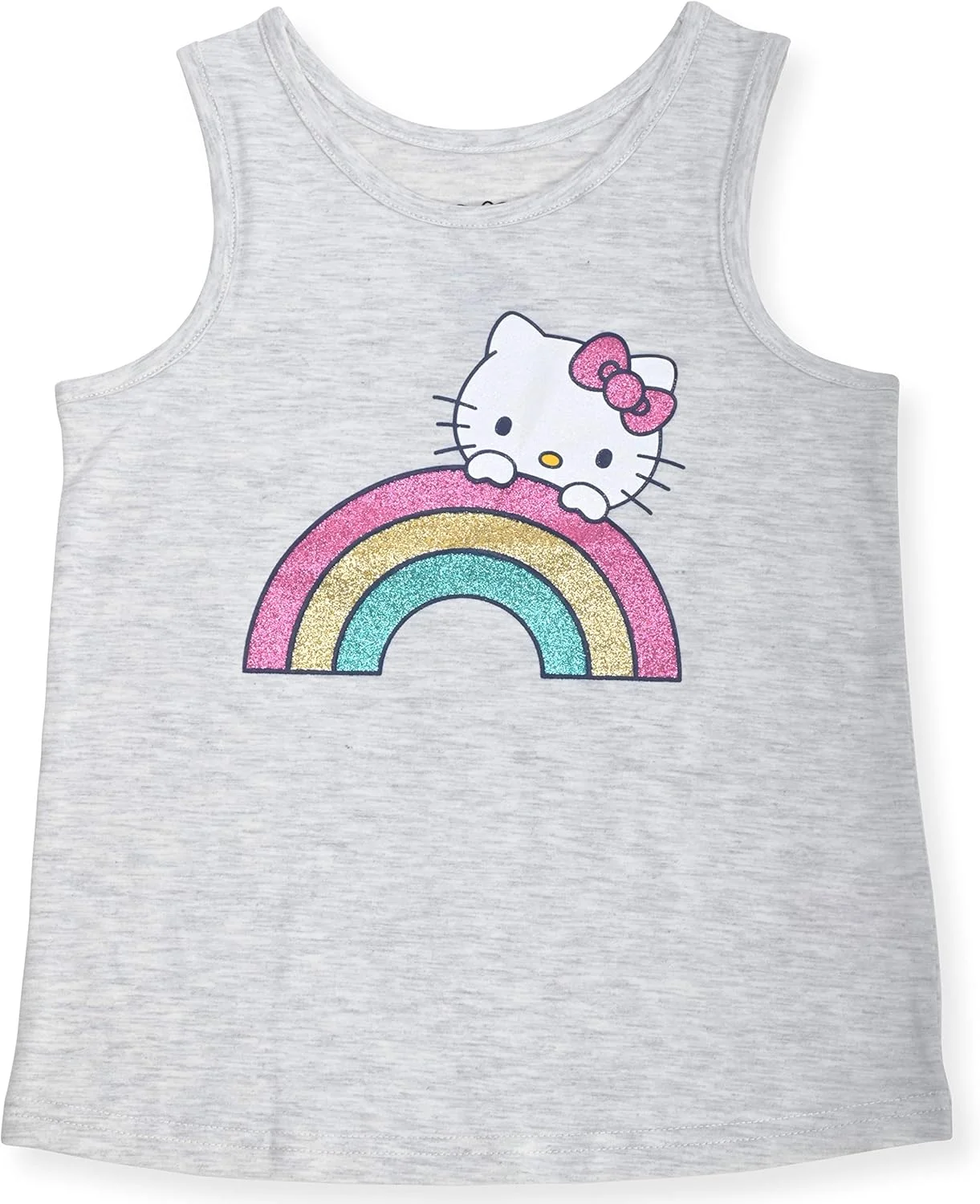 ست سه تکه تی شرت چاپی، تاپ رکابی فشن و شورت ورزشی دخترانه هلو کیتی، لباس های تابستانی شیک برای دختر کوچولو