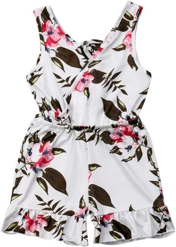 لباس سرهمی دخترانه بچه گانه با طرح گل، یقه هفت، شلوارک پیشبندی چین دار، لباس تابستانی یک تکه لباس سرهمی دخترانه بچه گانه با طرح گل، یقه هفت، شلوارک پیشبندی چین دار، لباس تابستانی یک تکه