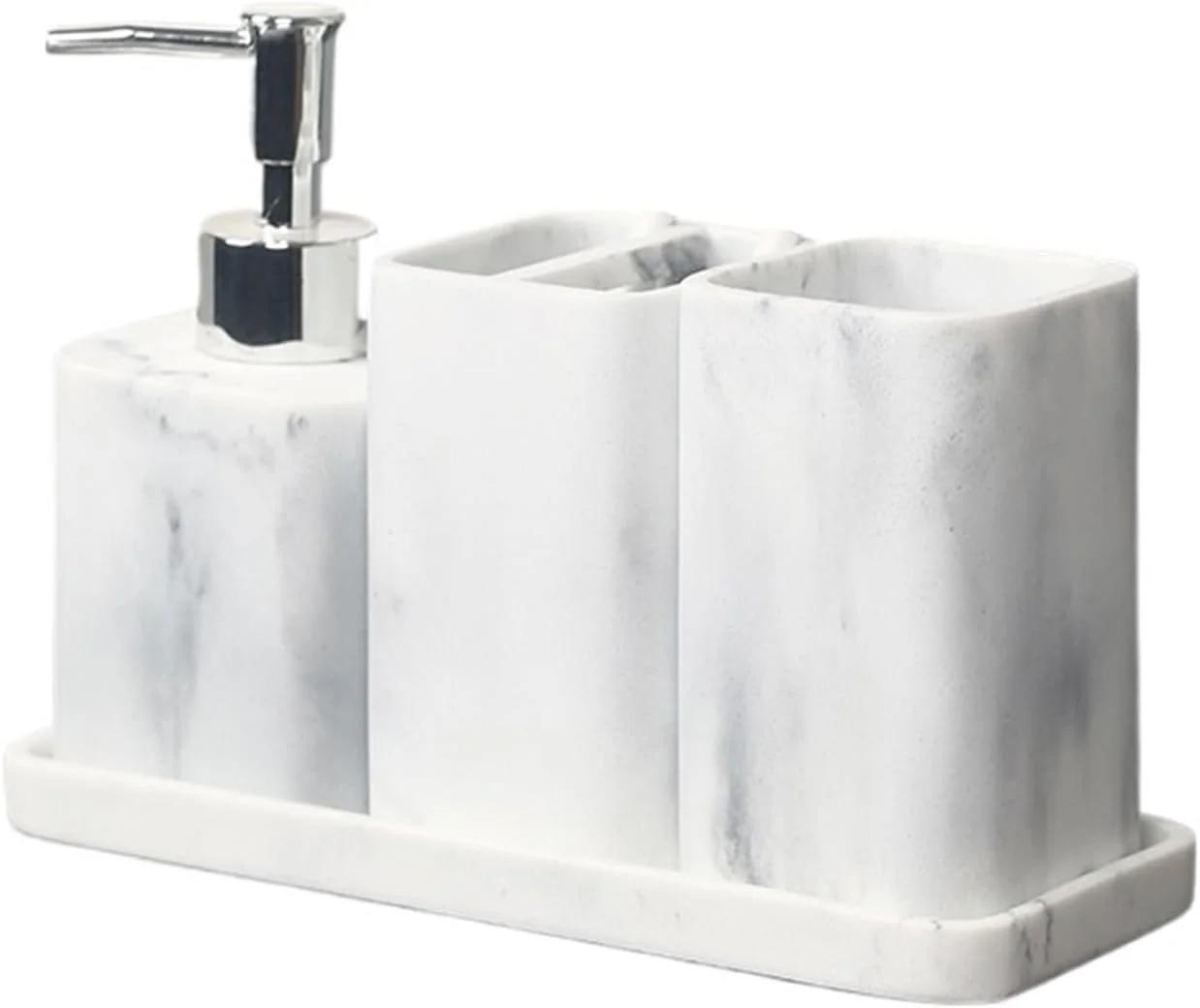 ست لوازم جانبی حمام رزینی، ست 4 تکه لوازم جانبی حمام، ست کامل لوازم جانبی پیشخوان روشویی، شامل توزیع کننده مایع