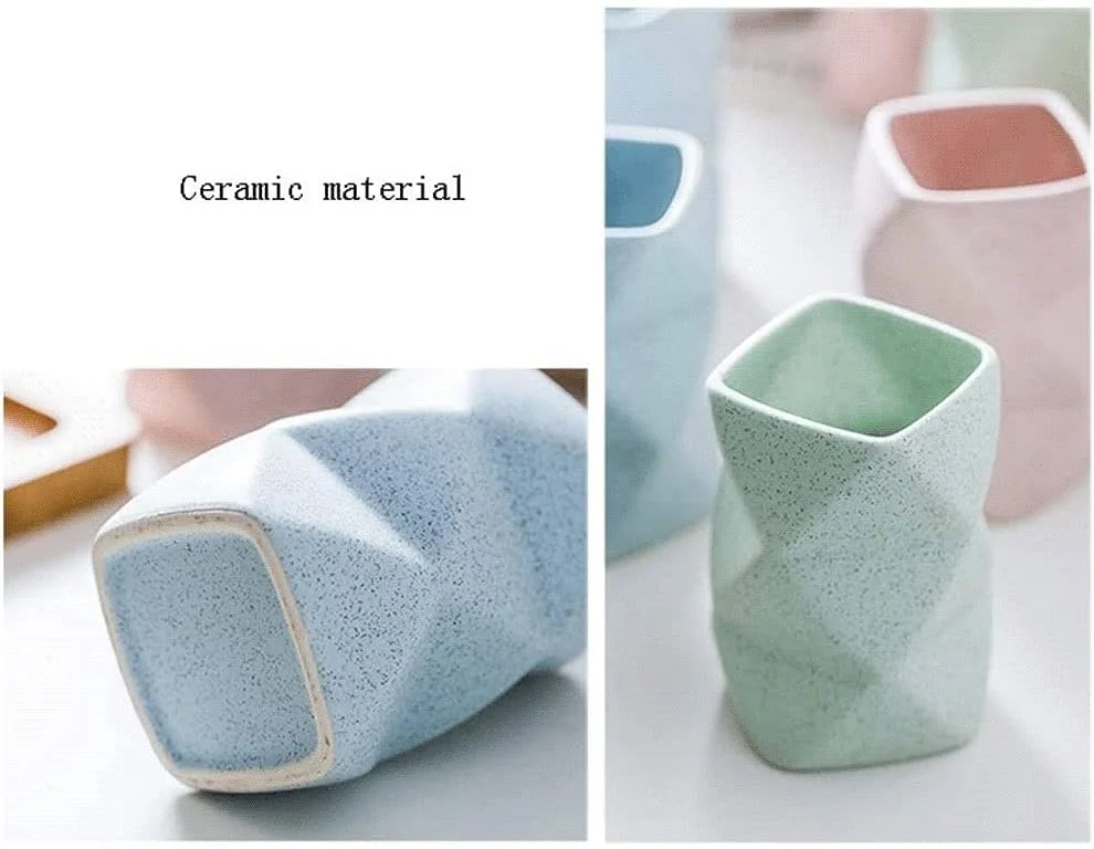 ست لوازم جانبی حمام 6 تکه الماس YZERTLH شامل جا مایع صابون، جا مسواکی، لیوان، جا صابونی و سینی، جا مایع صابون سرامیکی (رنگ: آبی)