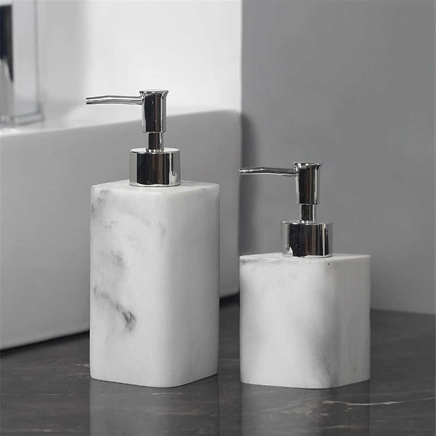 ست لوازم جانبی حمام رزینی، ست 4 تکه لوازم جانبی حمام، ست کامل لوازم جانبی پیشخوان روشویی، شامل توزیع کننده مایع ست لوازم جانبی حمام رزینی، ست 4 تکه لوازم جانبی حمام، ست کامل لوازم جانبی پیشخوان روشویی، شامل توزیع کننده مایع