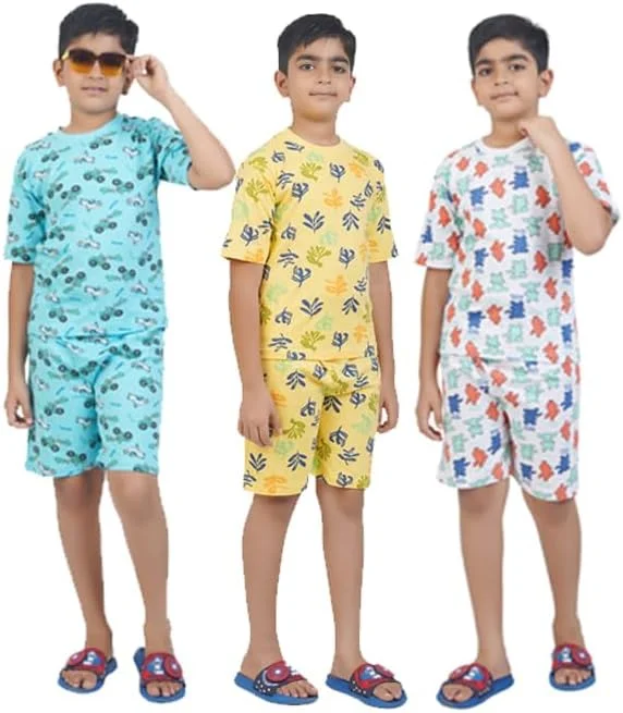 ست تی‌شرت آستین افتاده و شلوارک پسرانه T2F