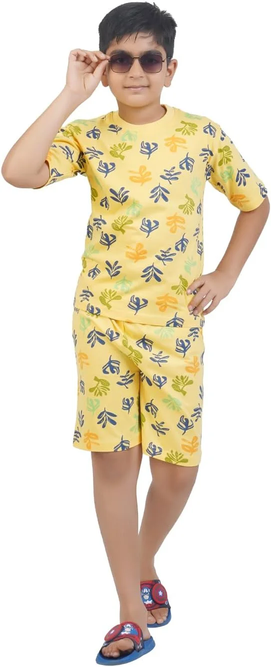 ست تی‌شرت آستین افتاده و شلوارک پسرانه T2F