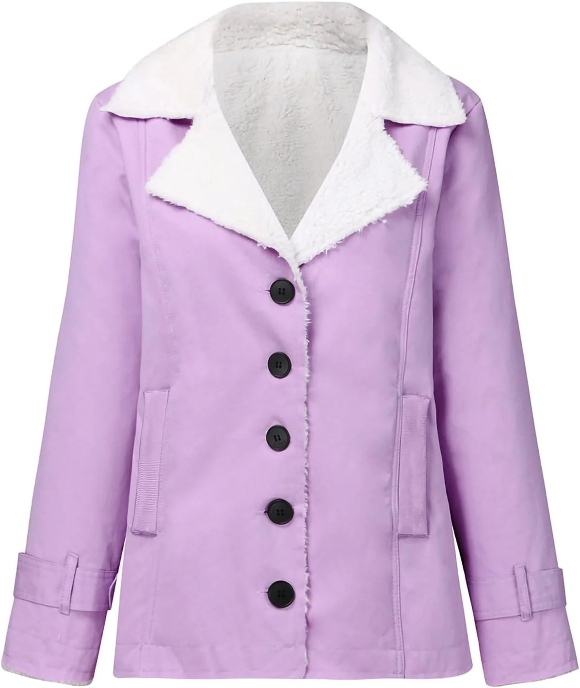 Hlysgo - لباس زمستانی زنانه، کت های گرم مد روز 2023، ژاکت های پشمی فازی، ژاکت های شرپا یقه دار، سایز بزرگ