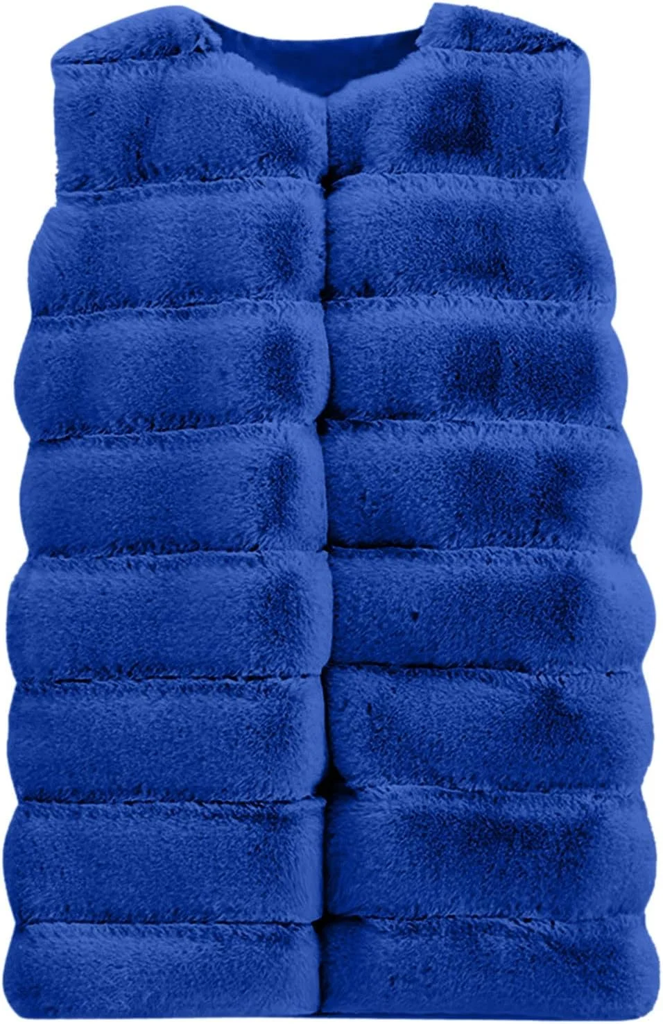 hlysgo جلیقه خز مصنوعی زنانه، ژاکت پشمی بدون آستین، کت بلند گرم و نرم جلو باز، سایز بزرگ و باریک