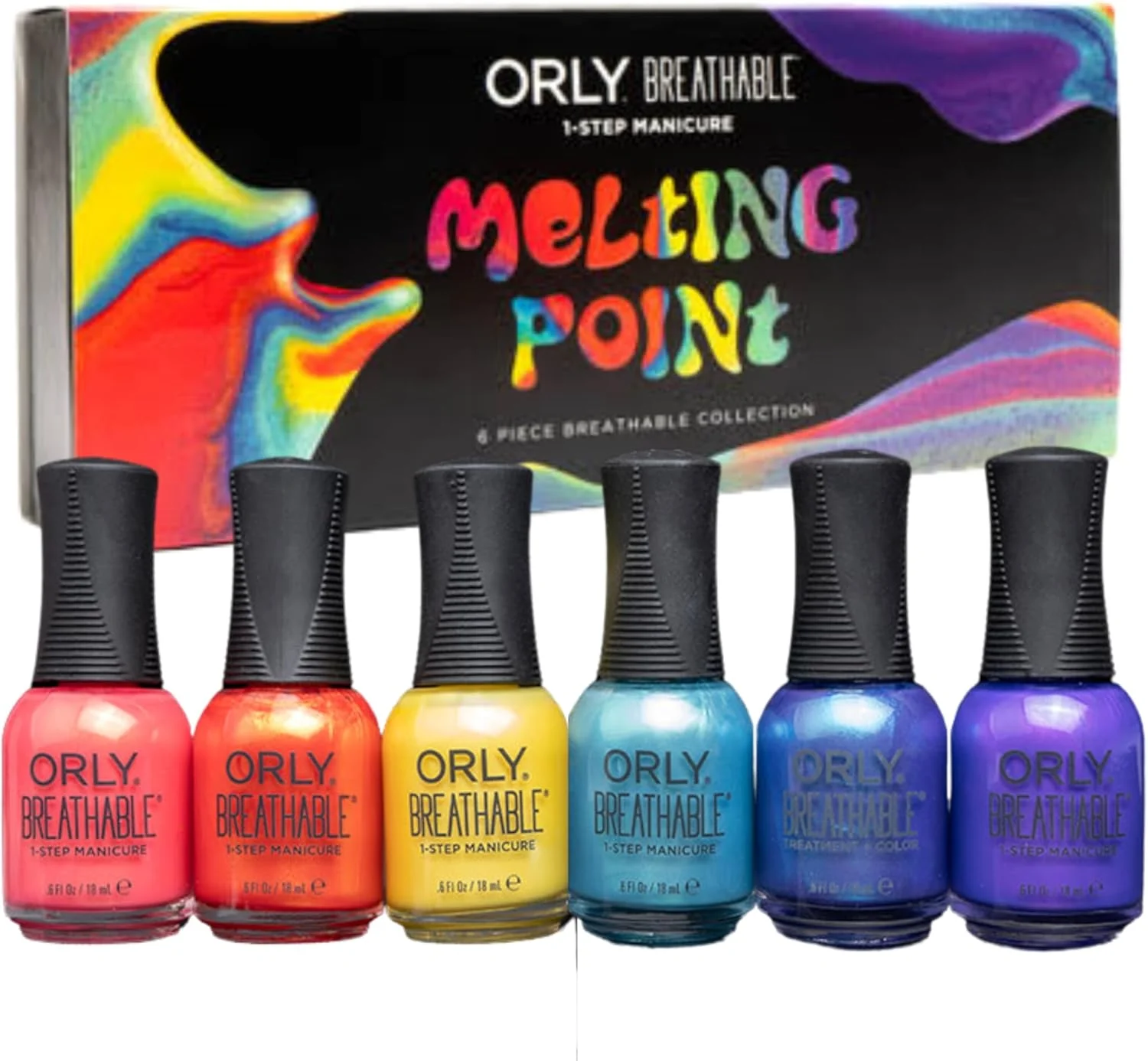 مجموعه لاک ناخن نقطه ذوب Orly | رنگ های کرمی و براق برای ناخن های آماده مهمانی | فرمول ماندگار با پوشش کامل و درپوش گیره ای | وگان و بدون تست حیوانی (مجموعه 6 عددی)