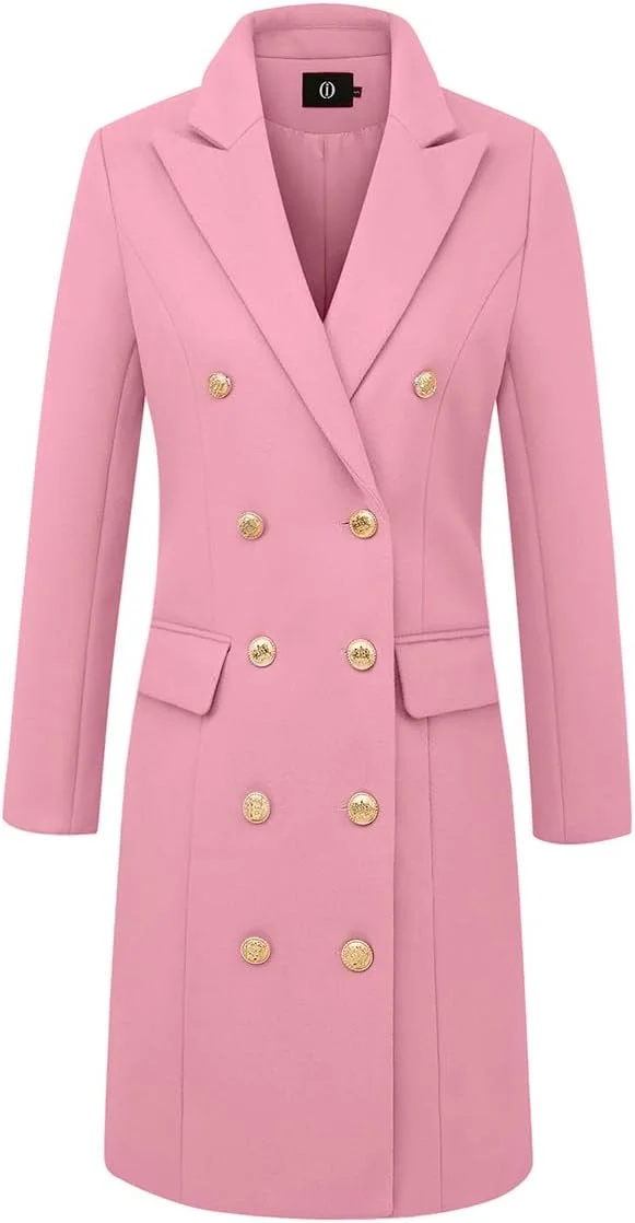 ایده‌آل‌سان‌اکسون کت پشمی زنانه مناسب پاییز و زمستان، مدل دکمه دوبل، میدی، پالتو ترنچ