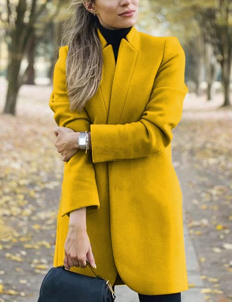 کت پشمی زنانه IDEALSANXUN، جلوباز، کت بلیزر، مناسب پاییز و زمستان، با جیب