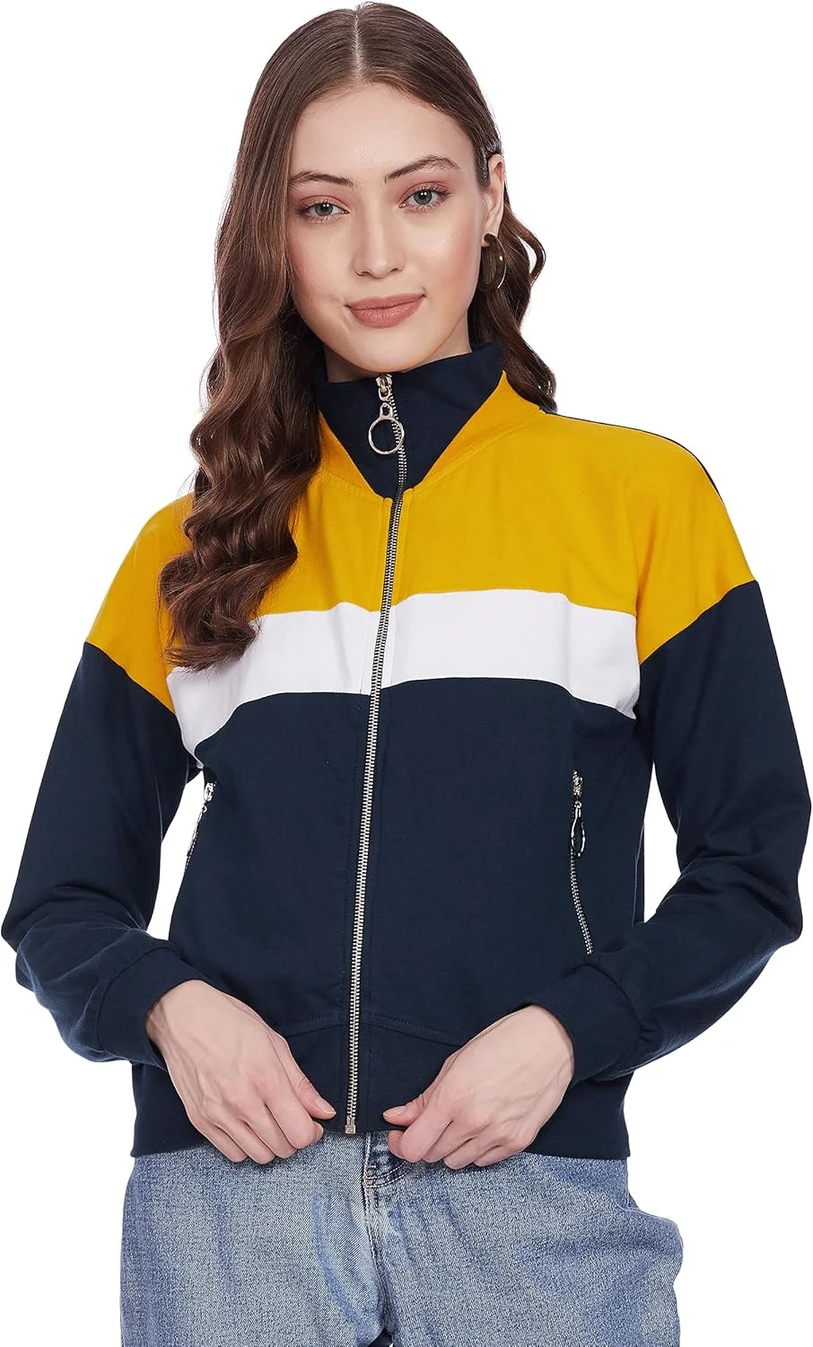 کت یقه اسکی آستین بلند زنانه میس زیتونی با طرح چند رنگ و رنگ ثابت، قد معمولی