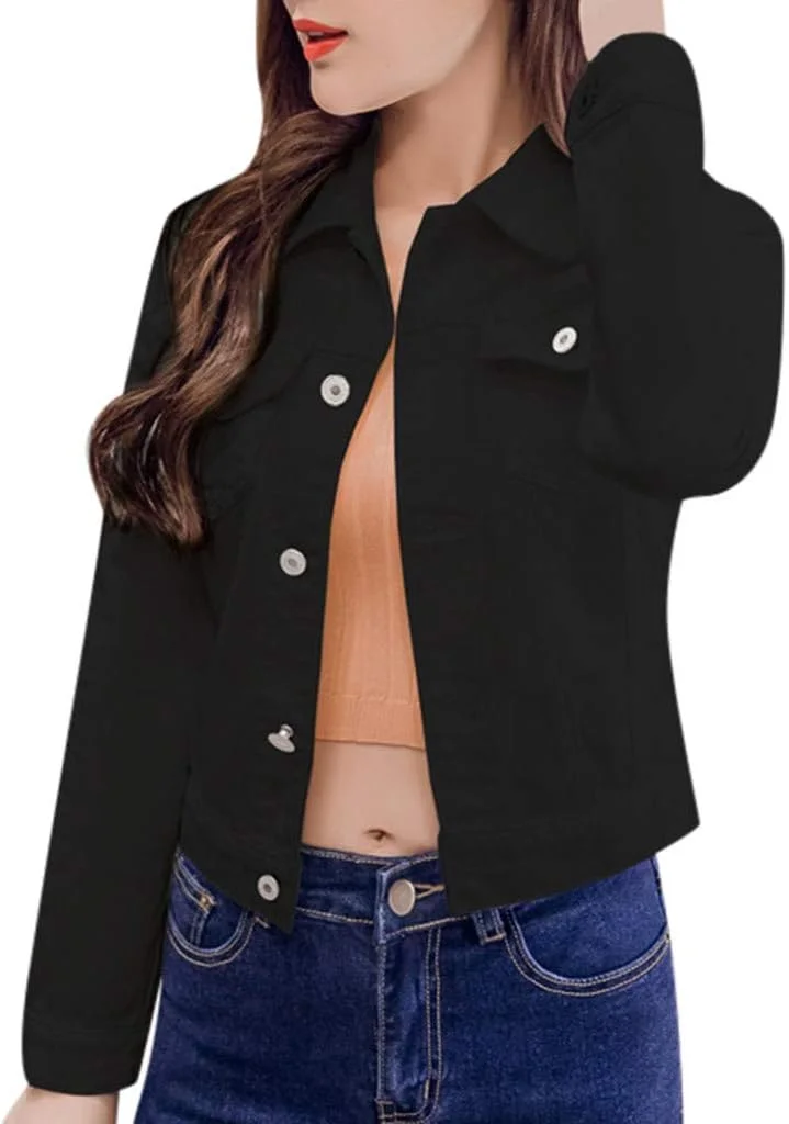 کت سویشرت زنانه، کت جین دکمه دار آستین بلند غیر رسمی زنانه