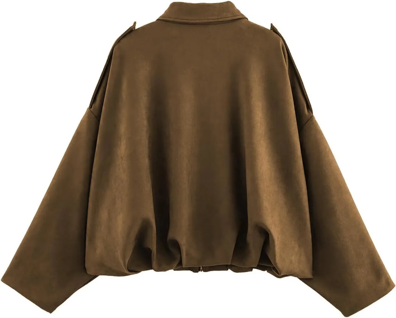 کت بمبر زنانه جیر مصنوعی، غیر رسمی، سبک وزن، آستین خفاشی بلند، کت بزرگ سایز، لباس خیابانی