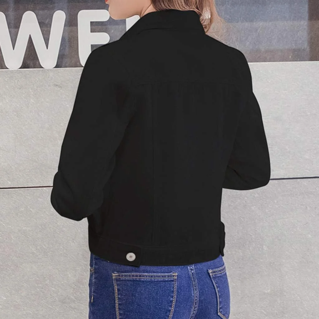 کت سویشرت زنانه، کت جین دکمه دار آستین بلند غیر رسمی زنانه