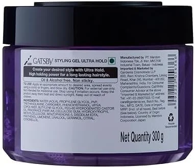 ژل حالت دهنده مو گتسبی - حالت دهی فوق العاده قوی، نمای مات، ماندگاری طولانی، بدون الکل و روغن، بدون ایجاد چسبندگی، شستشوی آسان، 300 گرم ژل حالت دهنده مو گتسبی - حالت دهی فوق العاده قوی، نمای مات، ماندگاری طولانی، بدون الکل و روغن، بدون ایجاد چسبندگی، شستشوی آسان، 300 گرم