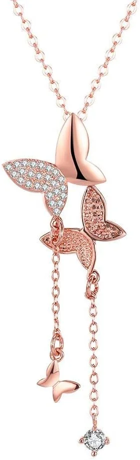 زنجیر پروانه شیک رزگلد YouBella با روکش طلا برای بانوان (YBNK_5658)