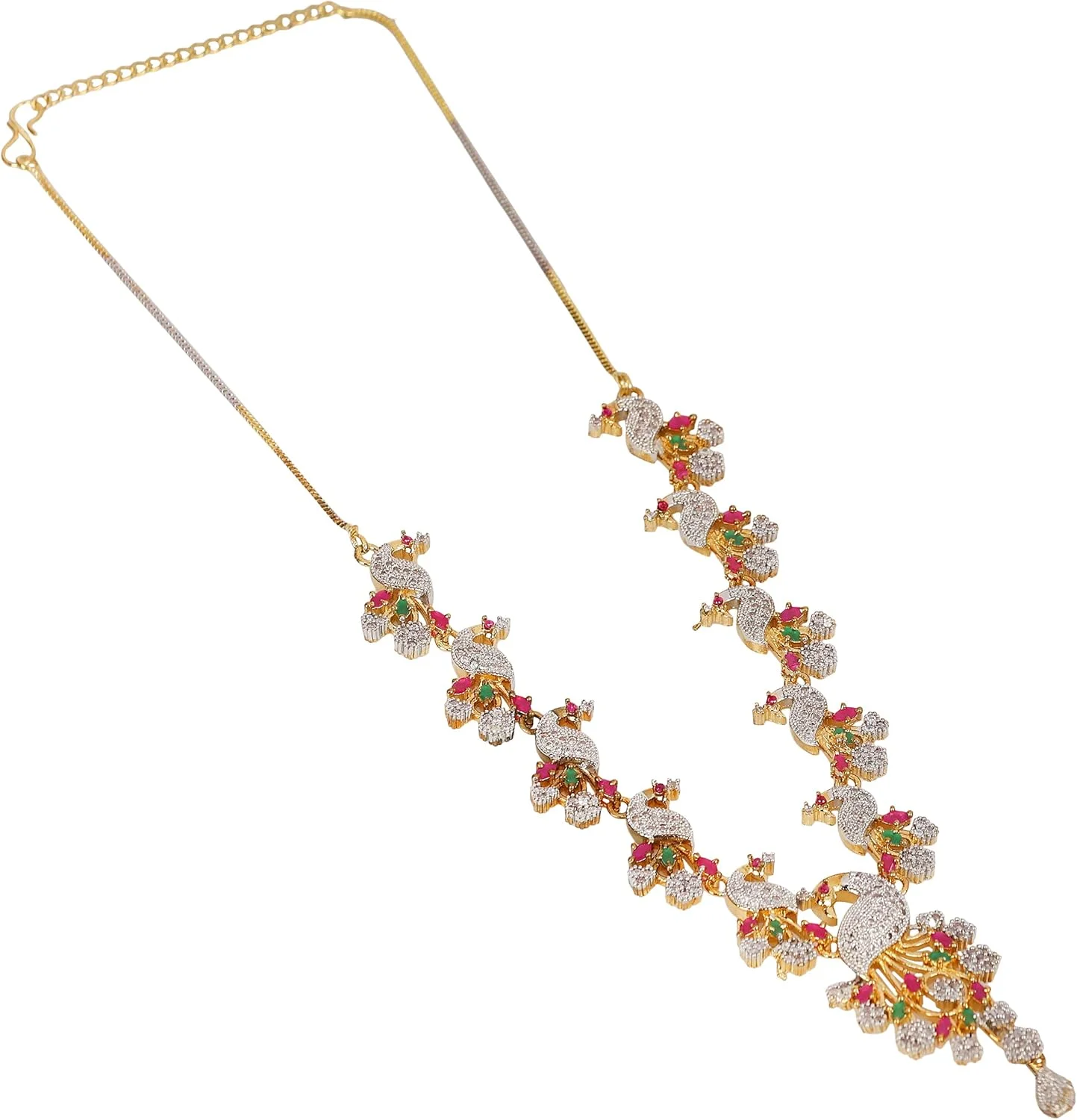 ست جواهرات گردنبند طرح طاووس با نگین های اتمی برای زنان و دختران