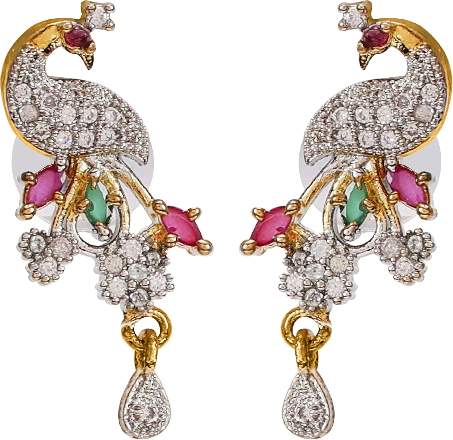 ست جواهرات گردنبند طرح طاووس با نگین های اتمی برای زنان و دختران