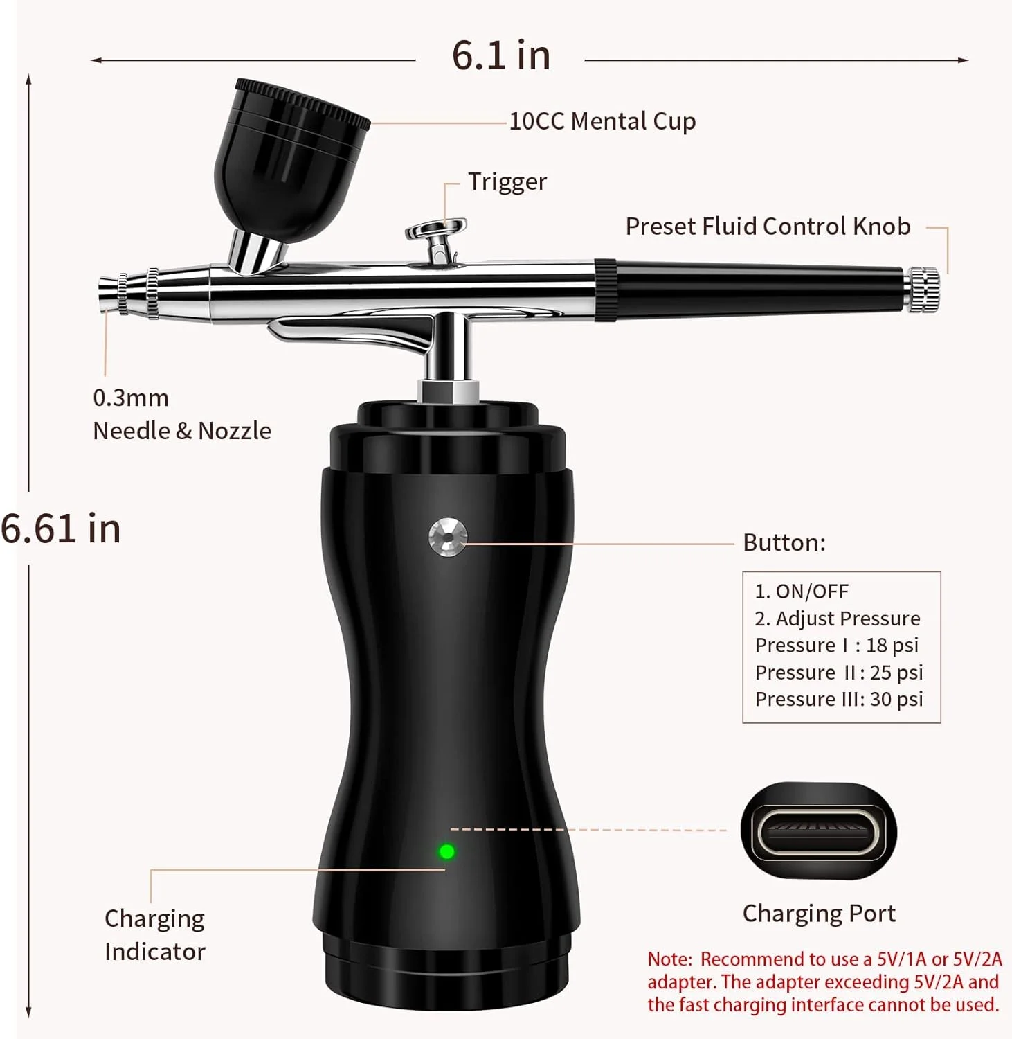 کیت ایربراش KASTWAVE با کمپرسور، قلم ایربراش مینی با تغذیه گرانشی دوگانه ارتقا یافته، ست ایربراش دستی قابل حمل شارژی بی سیم برای رنگ آمیزی مدل، طراحی ناخن، تزئین کیک، آرایش