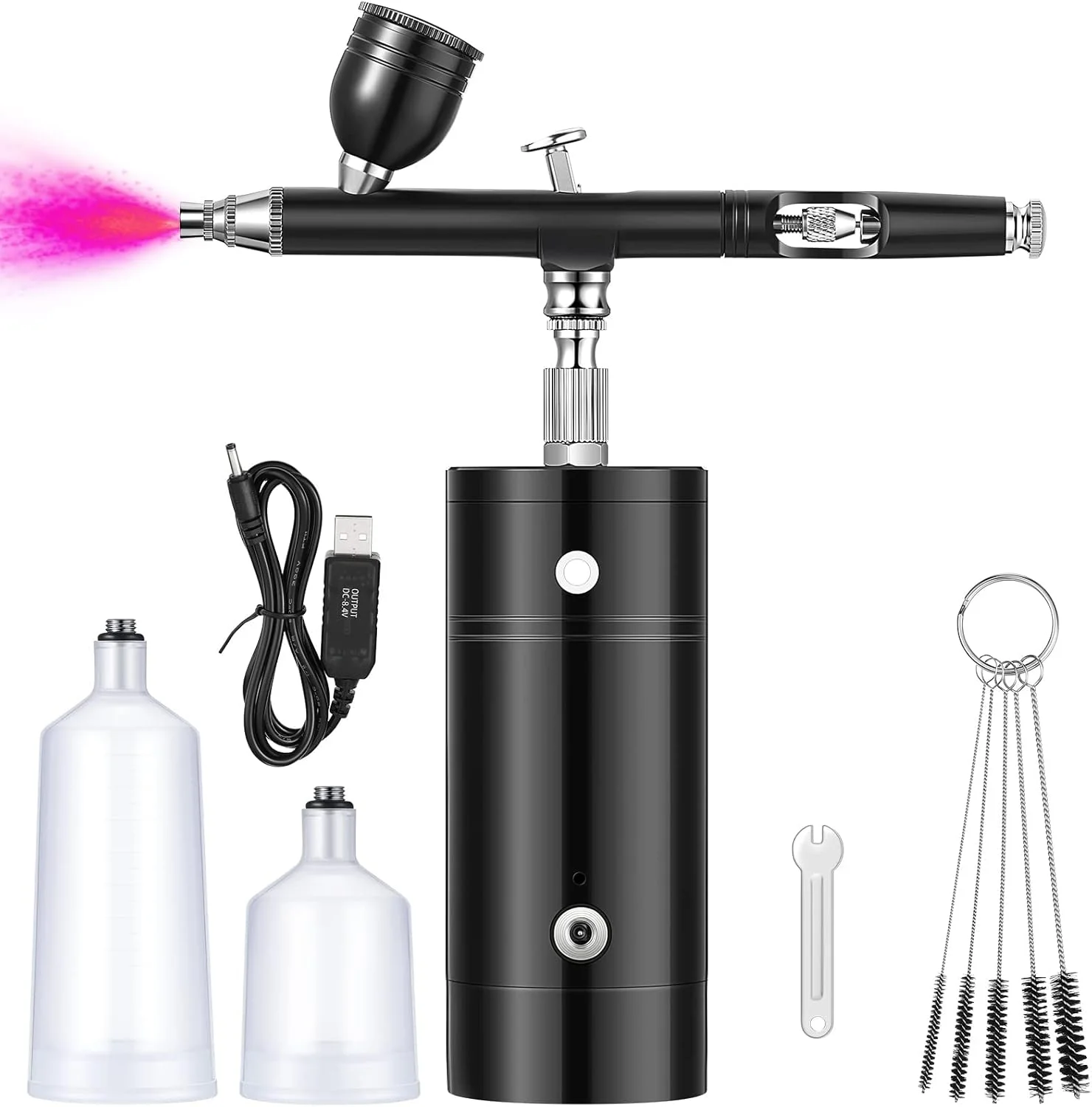 کیت ایربراش MAKINGTEC، کیت مینی کمپرسور هوا ایربراش، ایربراش بی سیم دوال اکشن قابل شارژ USB، مینی کمپرسور هوا ایربراش قابل شارژ برای کیک، ناخن، آرایش